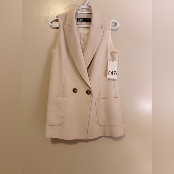 Zara Jackets & Blazers - Zara Beige Double-Breasted Vest